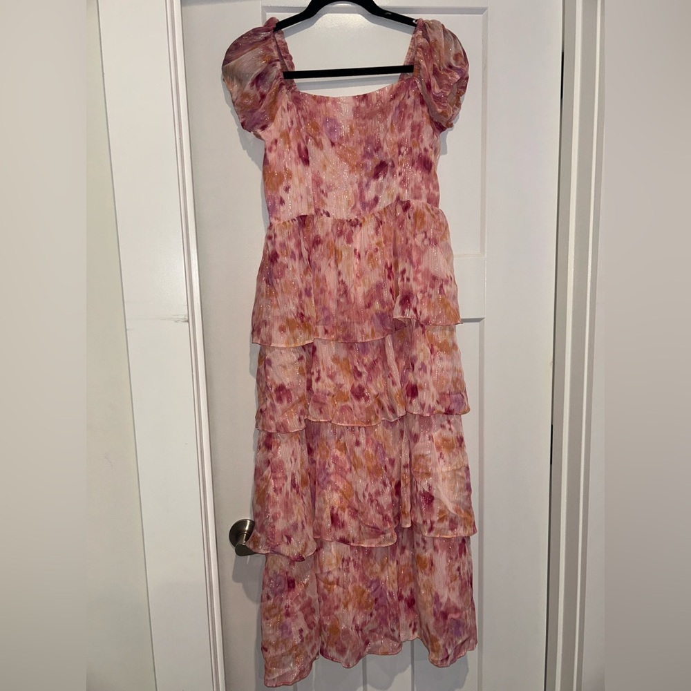 Lulu's Pink and Orange Layered Kids Dress